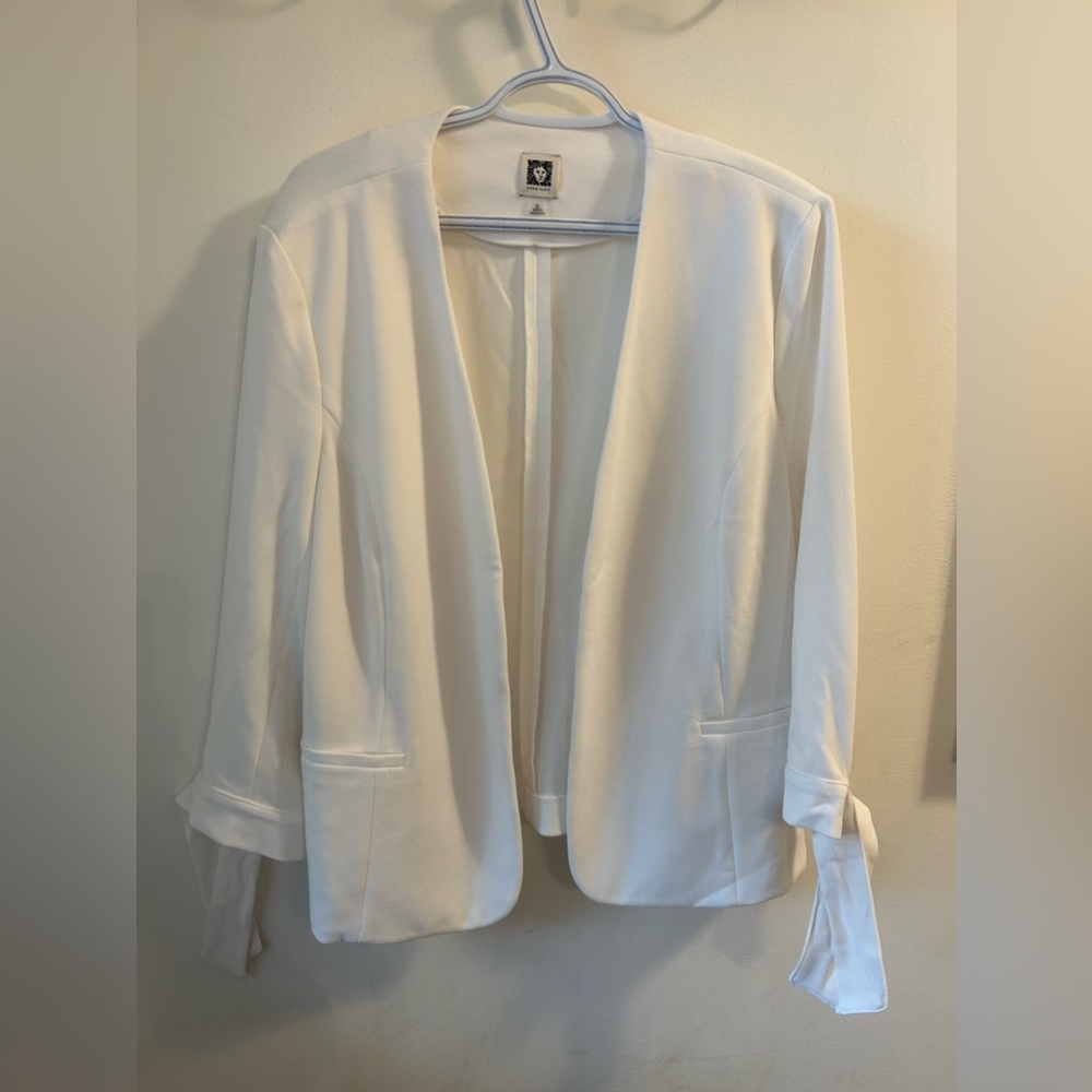White Anne Klein Blazer with tie sleeve
